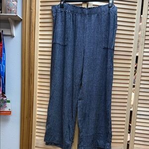 Time and Tru Women's Wide Leg Pants - Dark Blue